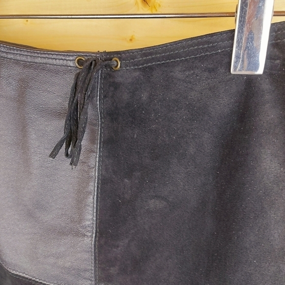 Genuine Suede And Leather Skirt Size 9 Fully Lined - Picture 2 of 8
